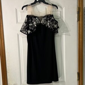 Prelude women’s Large Black Floral Off-Shoulder Dress